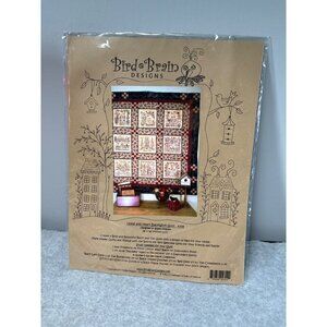 Home & Heart Blackwork Quilt Pattern with Red Accents by Bird Brain Designs